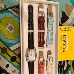 Invicta Men's Watch with Black, Brown, Blue, Red, Cream Straps